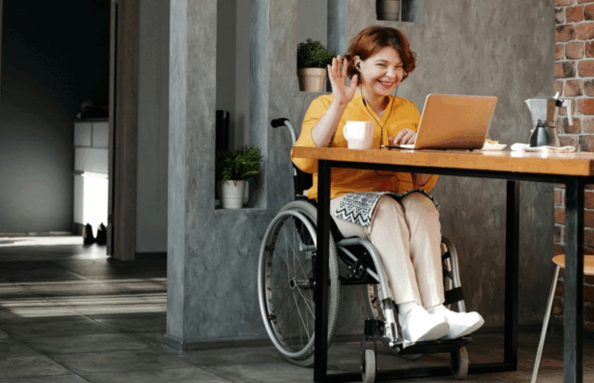 Smiling woman at home